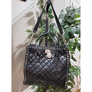 Michael Kors Black Women's Hamilton Quilted Leather Bags & Handbags